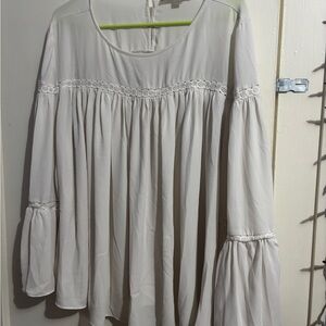 LOFT Cream Blouse with Lace Accents